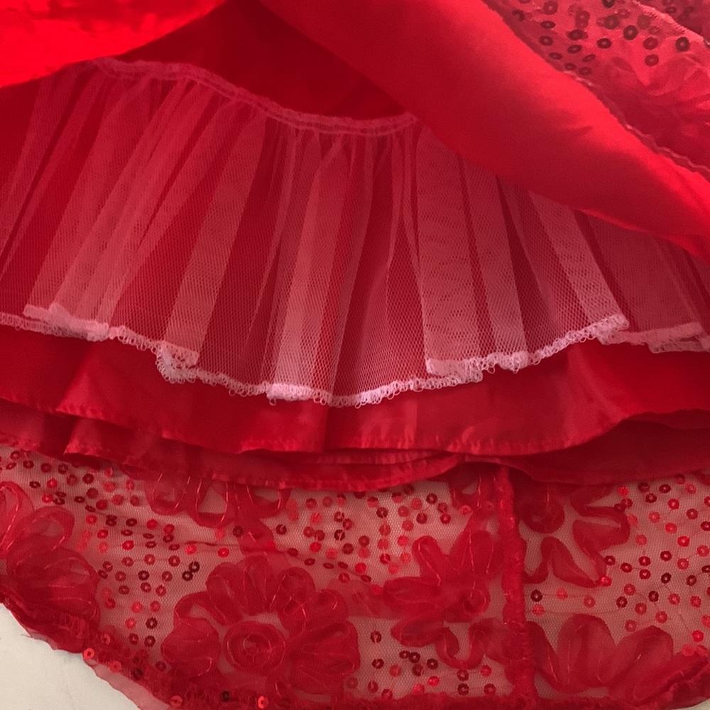 EUC Red Flower Sparkle Dress 4T - Picture 3 of 5